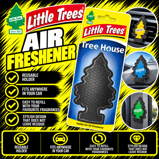 LITTLE TREES Tree House Black reusable air freshener holder