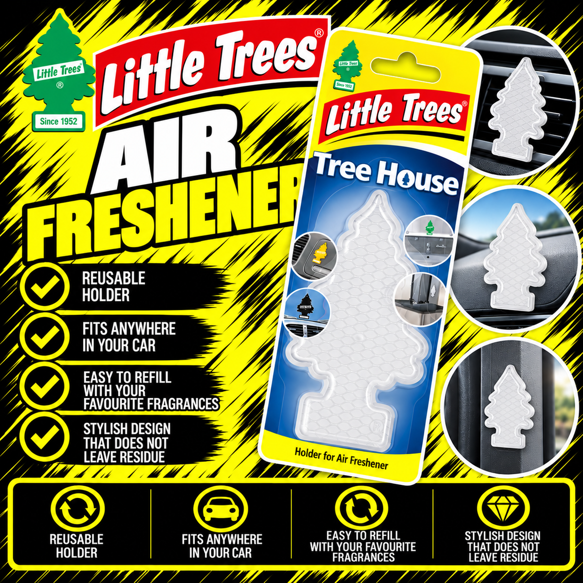 LITTLE TREES Tree House Clear reusable air freshener holder