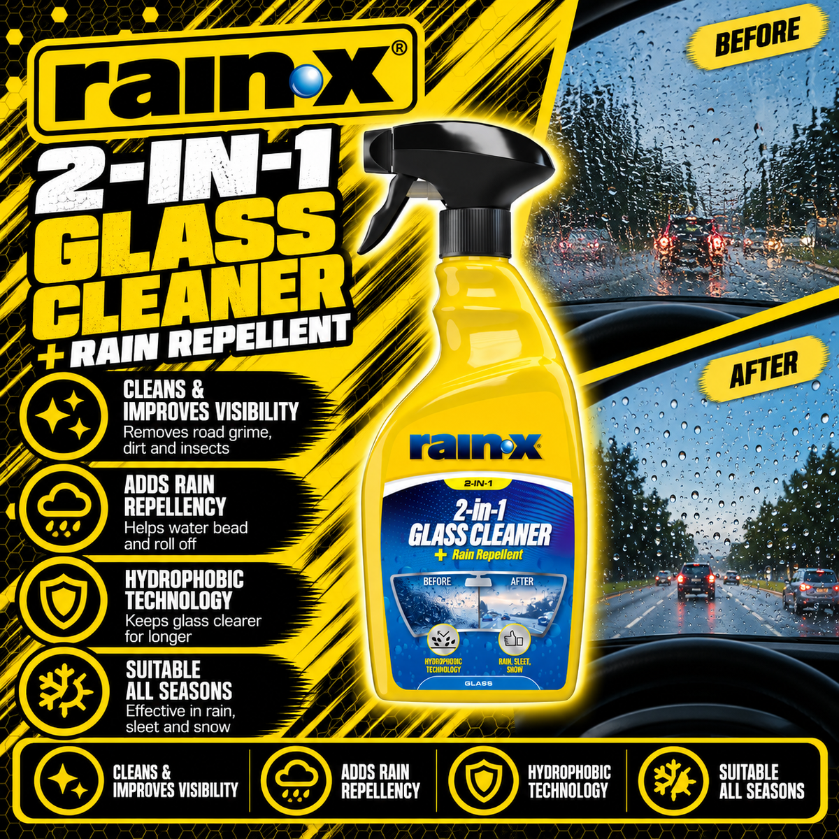 Rain-X 2-in-1 Glass Cleaner and Rain Repellent 500ml