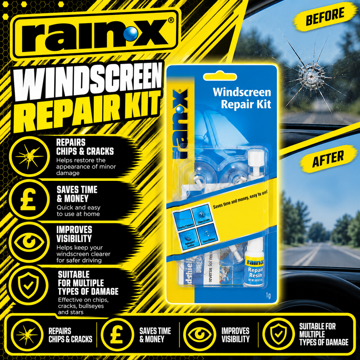 Rain-X Windscreen Repair Kit for chips and cracks