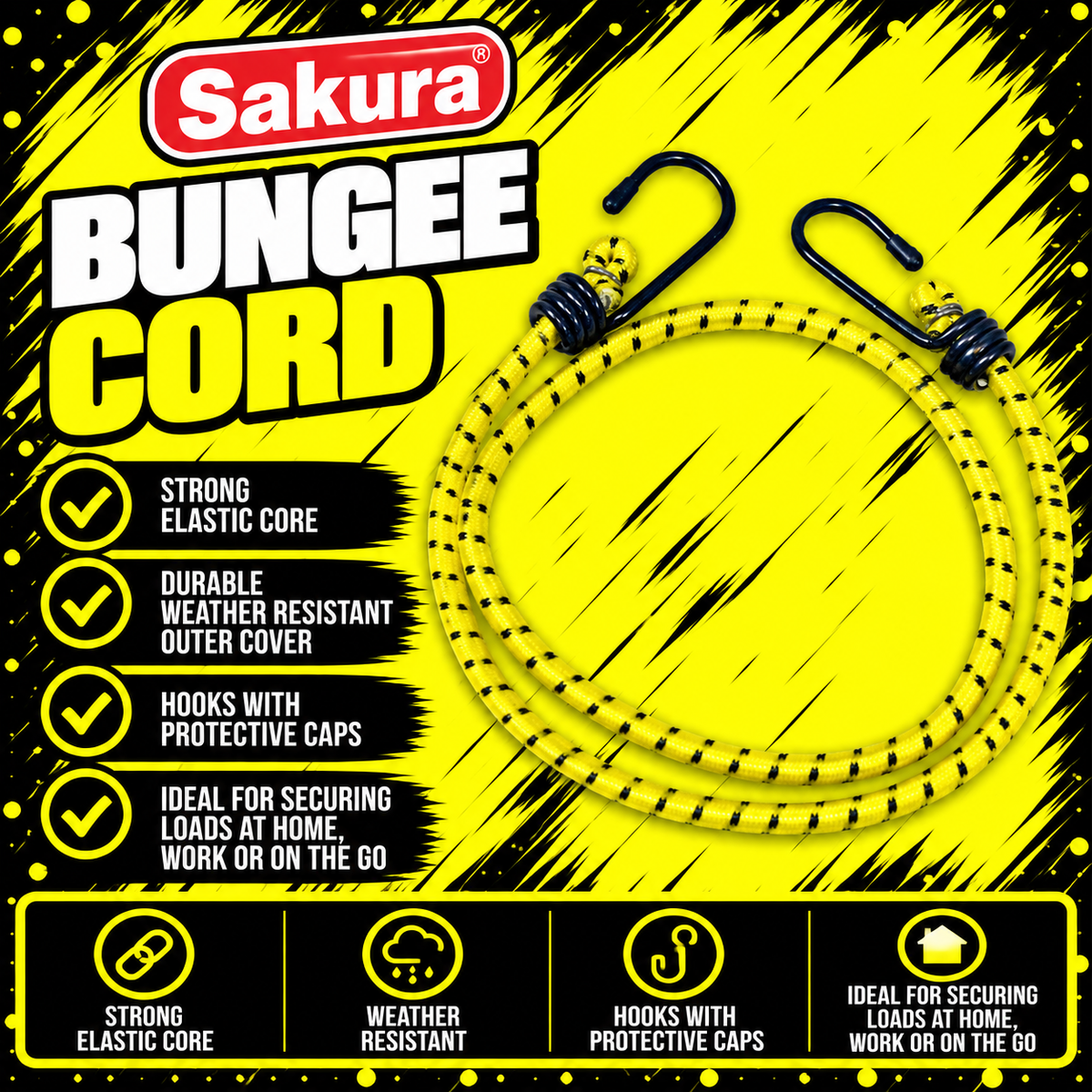 Sakura Elastic Bungee Cords 100cm pack of 2