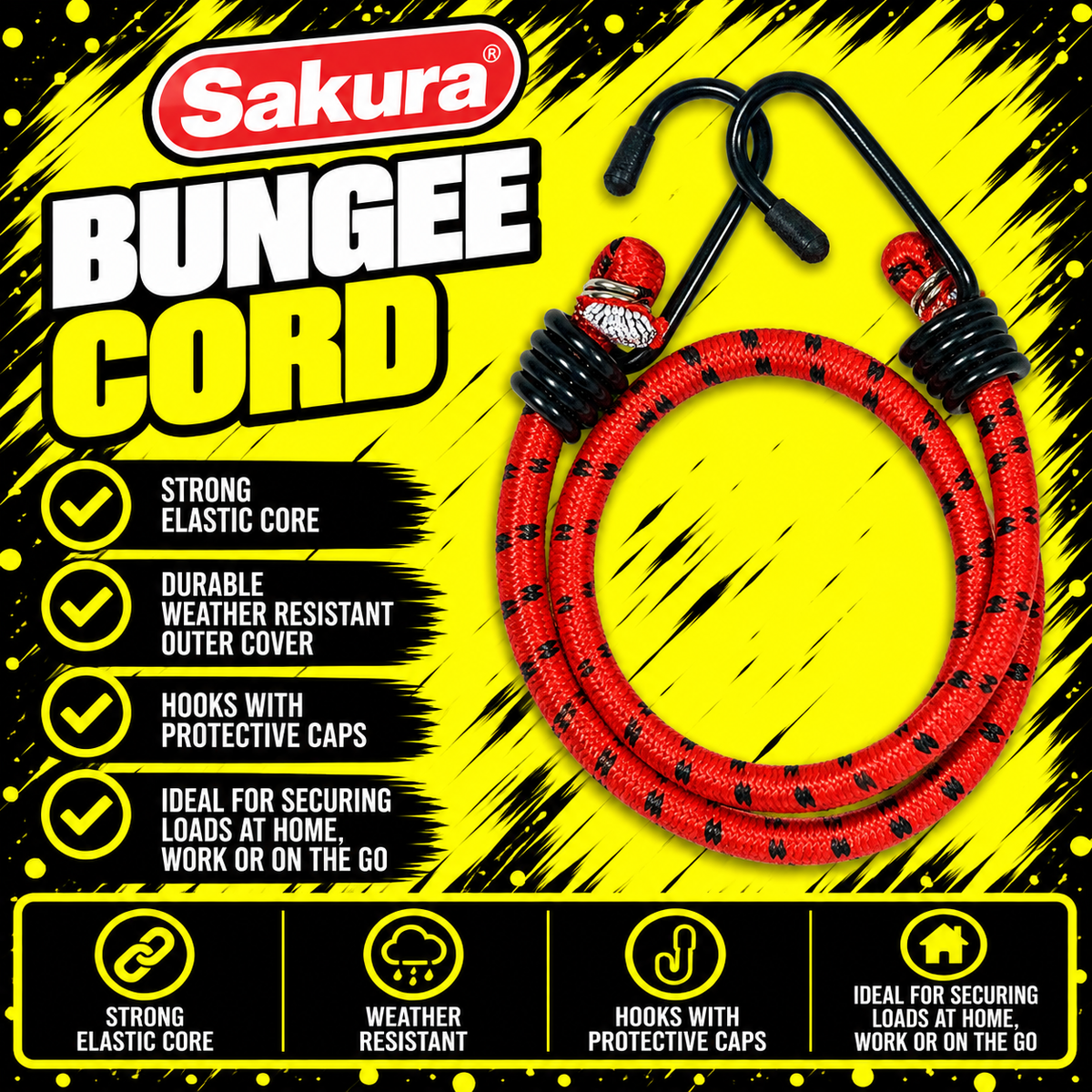 Sakura Elastic Bungee Cords 45cm pack of 2