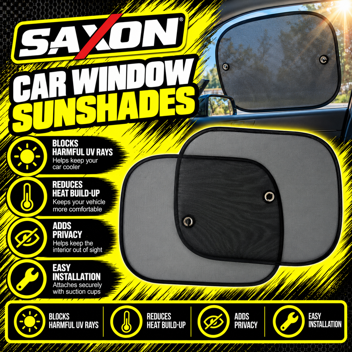 Sakura pop-up car window sunshades 44 x 36cm pack of 2