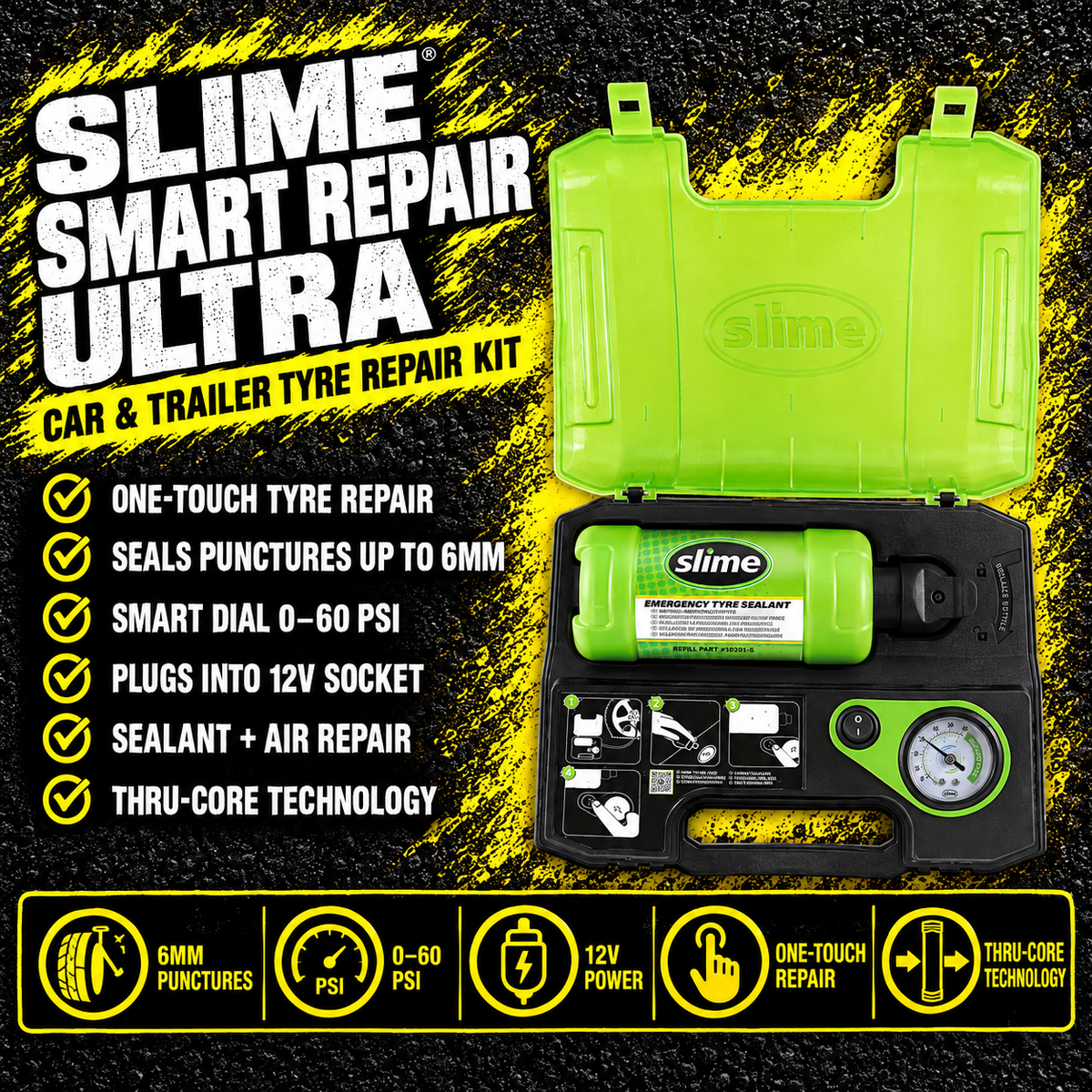 Slime Smart Repair Ultra Car and Trailer Tyre Repair Kit