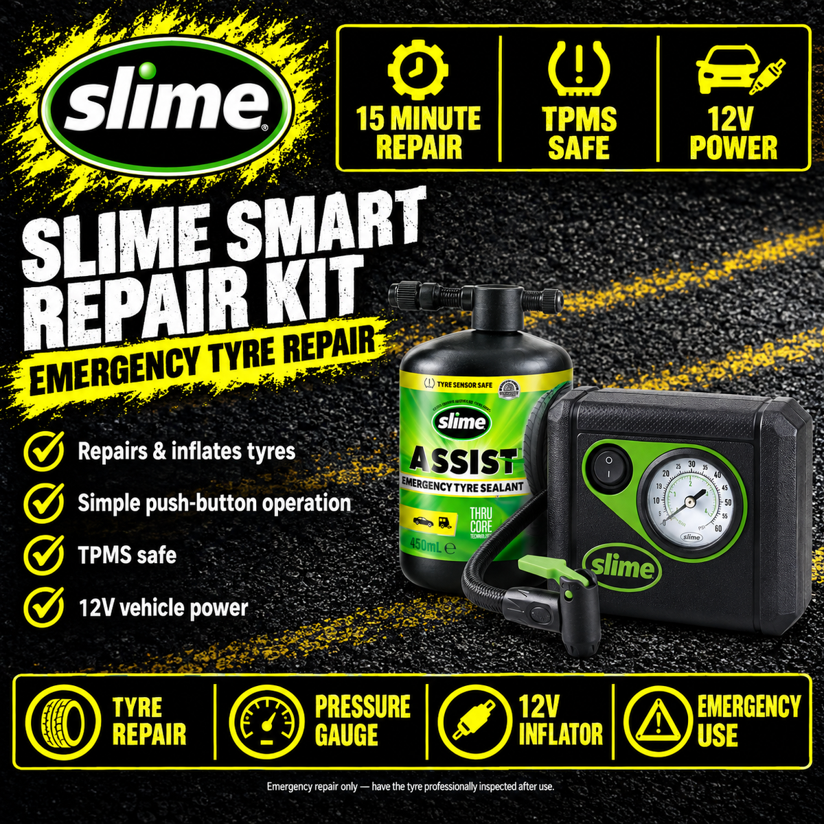 Slime Smart Repair Plus promotional tyre repair kit