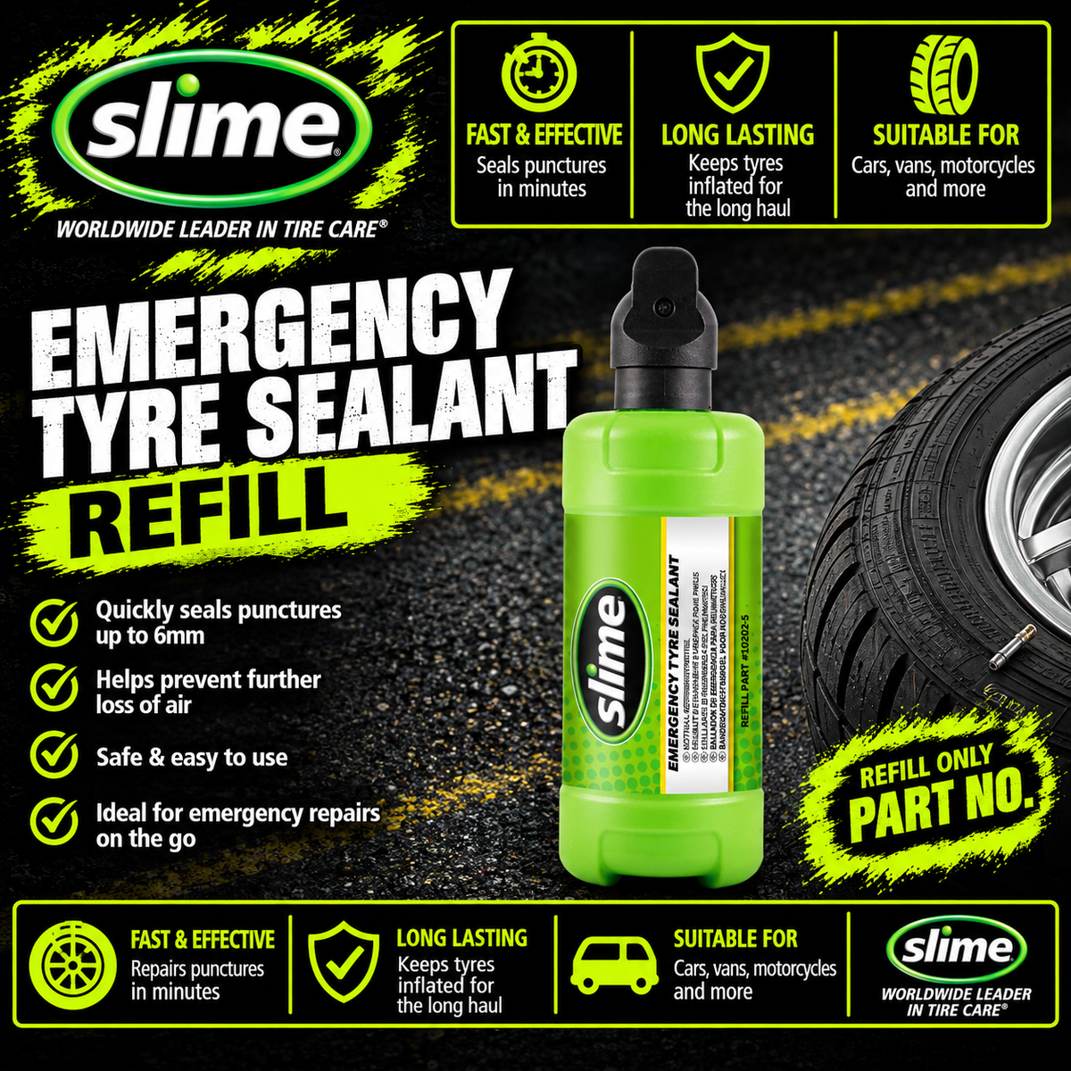 Slime 532ml tyre sealant refill for Smart Repair Ultra Kit 50159-5