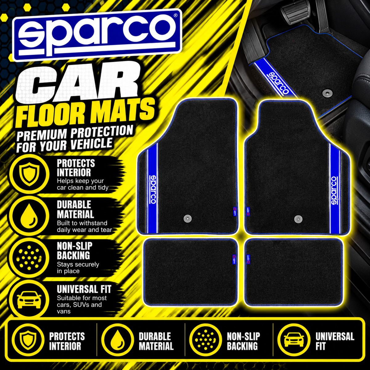 Sparco Blue universal car mats 4-piece set