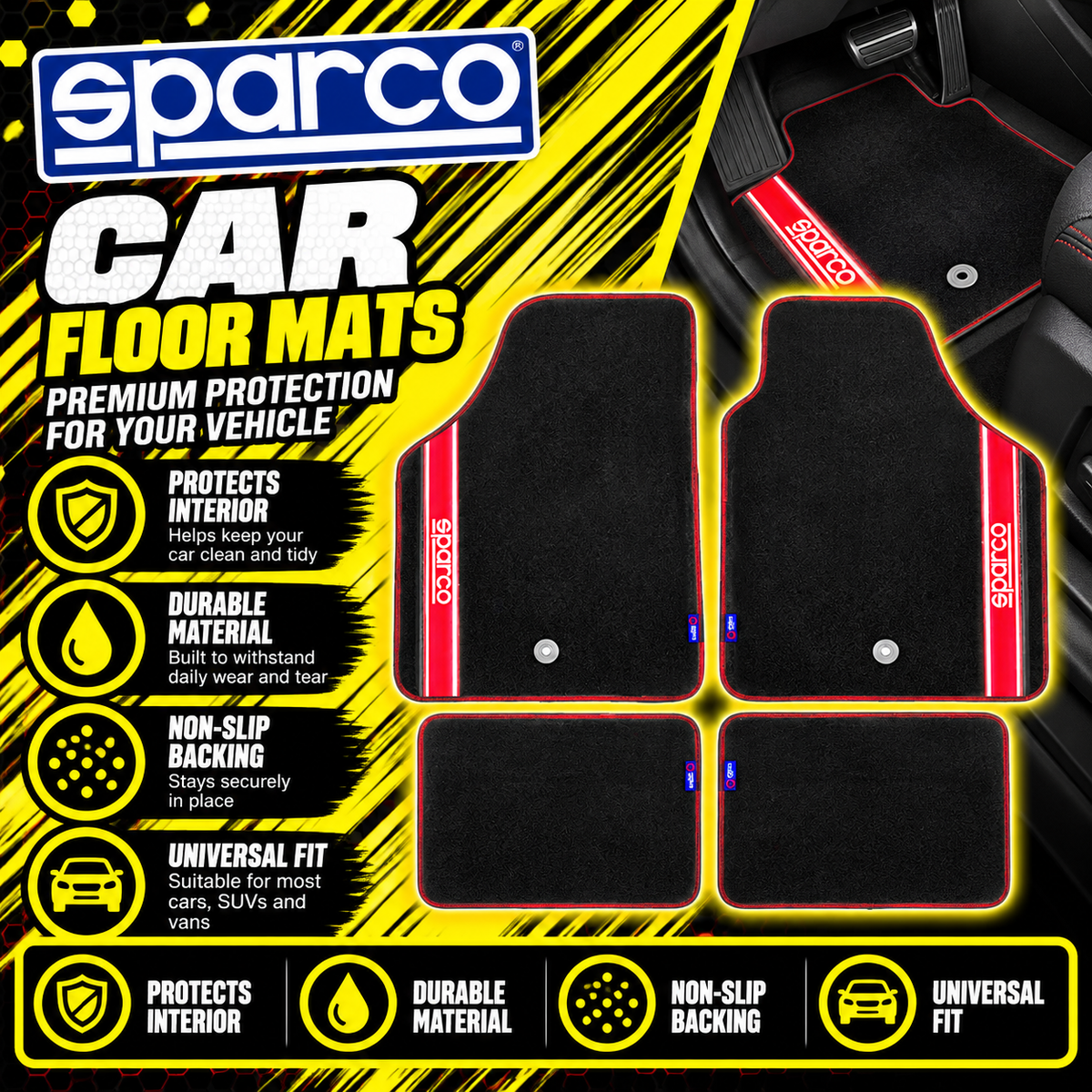 Sparco Red universal car mats 4-piece set